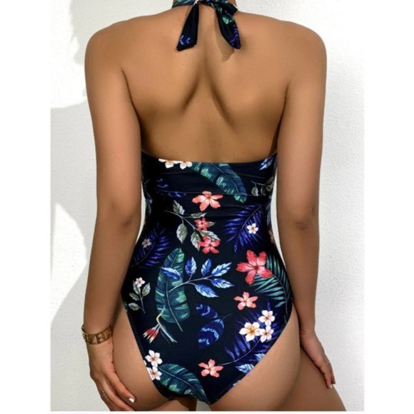 Boho Floral Push Up One Piece Swimsuit Bathing Suit - Picture 2 of 5